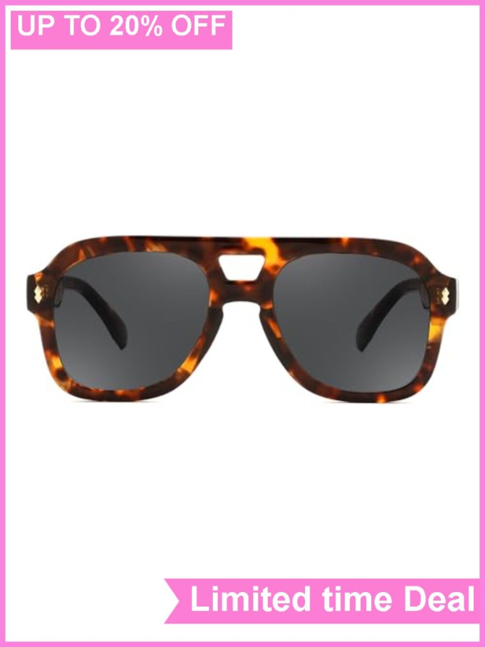 Retro Thick Aviator Sunglasses for Women Men Square Large UV Protection